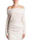 CALVIN KLEIN COLLECTION Doodle Off-The-Shoulder Cashmere & Silk Tunic