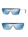 Valentino Glamgloss Mirrored Flat-top Sunglasses In Blue Black