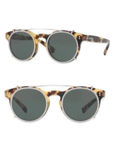 Valentino Rockstud Rivet 47mm Clip-on Round Sunglasses In Gold Green