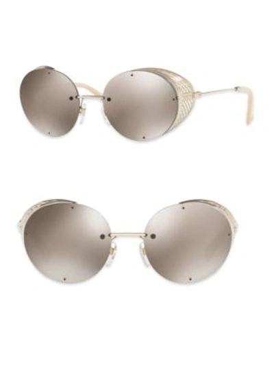 Valentino Glamtech 52mm Mirrored Round Sunglasses In Grey