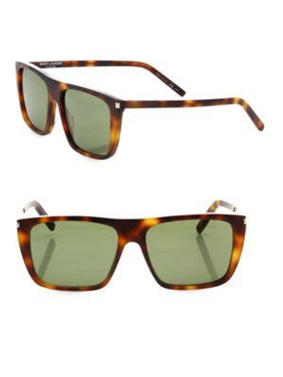 Saint Laurent 56mm Flat-top Sunglasses In Havana