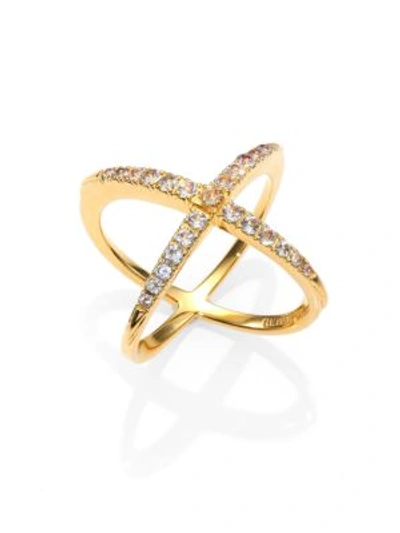 Shop Elizabeth And James Windrose Pavé White Topaz Ring In Gold