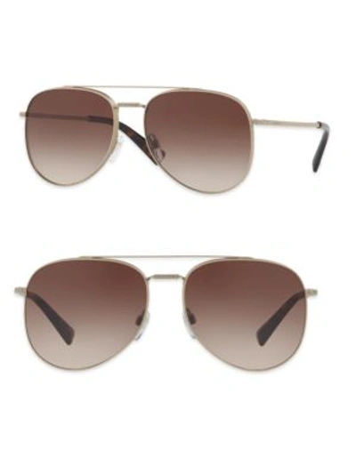 Valentino Glamtech 56mm Aviator Sunglasses In Matte Gold