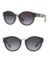 BURBERRY 50MM Check & Camo-Detail Round Sunglasses