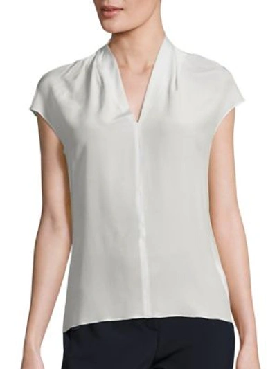 Shop Escada Silk Cap-sleeve Blouse In Off White