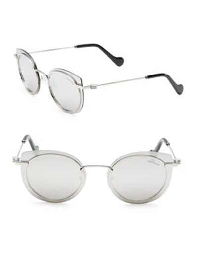 Moncler 56mm Laser-cut Mirrored Cat Eye Sunglasses In Grey
