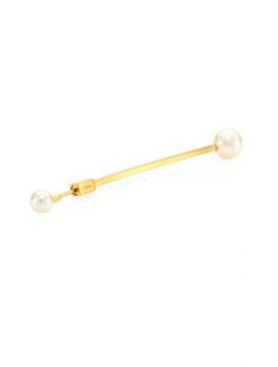 Shop Chloé Darcey Single Ear Jacket & Faux-pearl Stud Earring Set In Gold