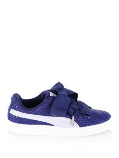 Shop Puma Basket Heart Sneakers In Blue