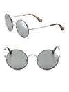 BALENCIAGA 55MM Mirrored Round  Sunglasses