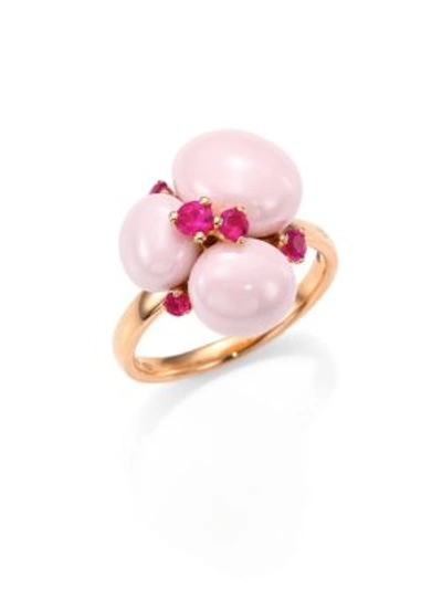 Pomellato Rubies, Ceramic & 18k Rose Gold Ring In Rose Gold-ruby