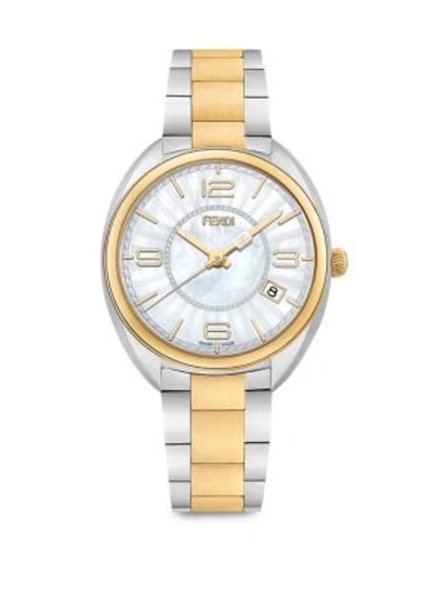 Shop Fendi Momento  Mother-of-pearl & Two-tone Stainless Steel Bracelet Watch In Silver