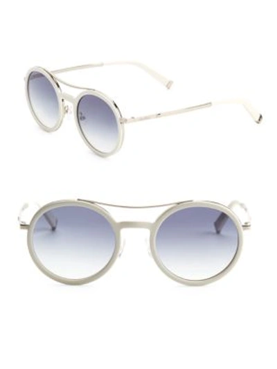Shop Max Mara Oblo 49mm Round Sunglasses In Ivory