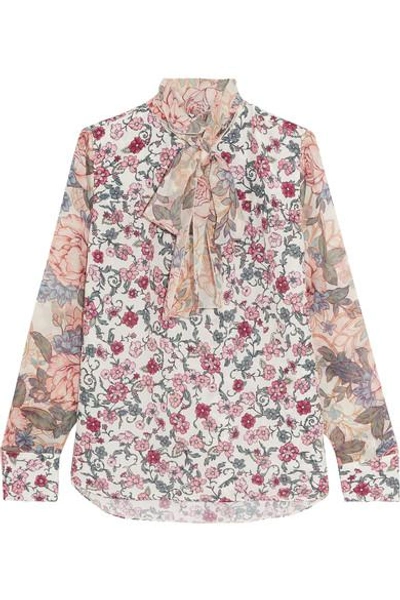 Shop See By Chloé Pussy-bow Floral-print Chiffon And Silk-georgette Blouse In Blush