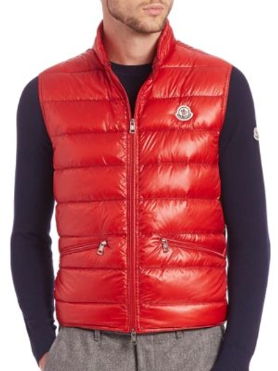 Shop Moncler Gui Puffer Vest In Dark Red