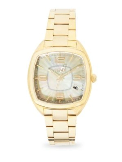 Fendi Momento  Mother-of-pearl & Goldtone Stainless Steel Bracelet Watch In Yellow Gold