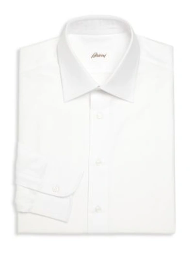 Shop Brioni Solid Cotton Shirt In White