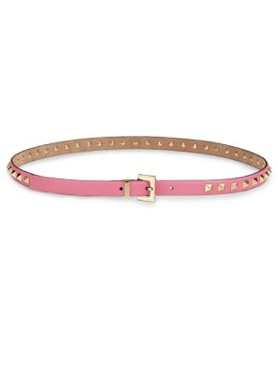 Valentino Garavani Rockstud Leather Belt In Pink