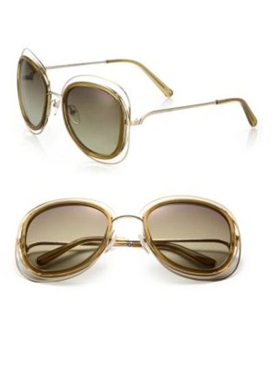 Chloé Carlina 56mm Square Sunglasses In Gold