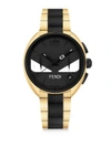 FENDI Momento Fendi Bug Goldtone & Black Stainless Steel Bracelet Watch