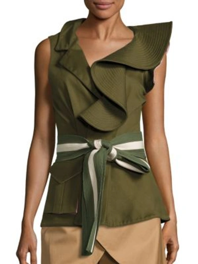 Johanna Ortiz Serrania Embellished Vest In Military Green