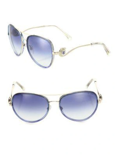 Shop Roberto Cavalli 58mm Aviator Sunglasses In Blue