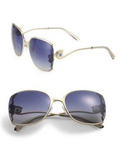 Shop Roberto Cavalli 61mm Oversized Square Sunglasses In Pale Gold