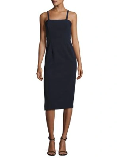 Milly Elle Crepe Strapped Dress In Navy
