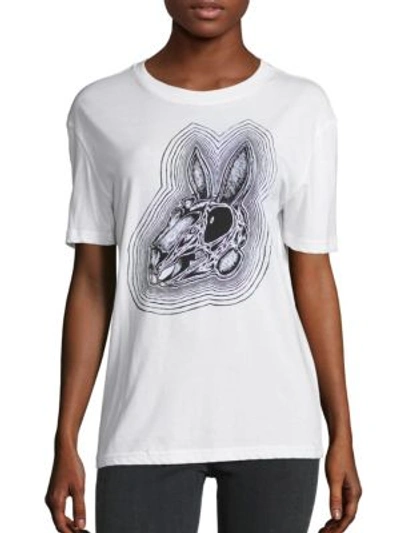 Shop Mcq By Alexander Mcqueen Classic Rabbit Skull Cotton Tee In White