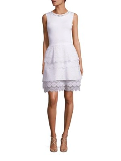 Shop Antonio Berardi Sleeveless Knit Lace Dress In White