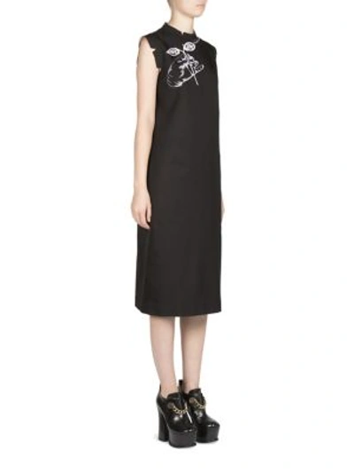Shop Maison Margiela Sleeveless Embroidered Dress In Black