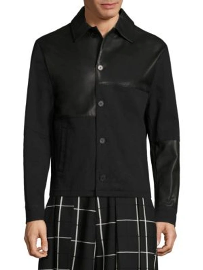 Mcq By Alexander Mcqueen Leather-blend Button-front Jacket In Black