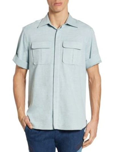 Neil Barrett Military Sleeve Regular-fit Shirt In Pale Blue