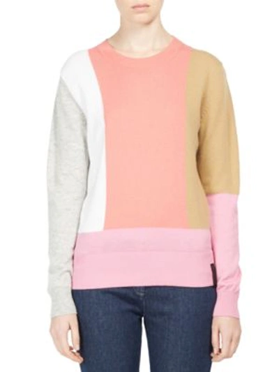 Kenzo Colorblock Wool Pullover With Cashmere In Begonia