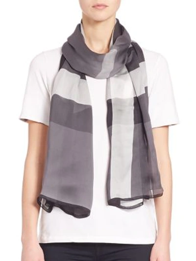 Shop Burberry Mega Check Ultra-washed Satin Scarf In Grey
