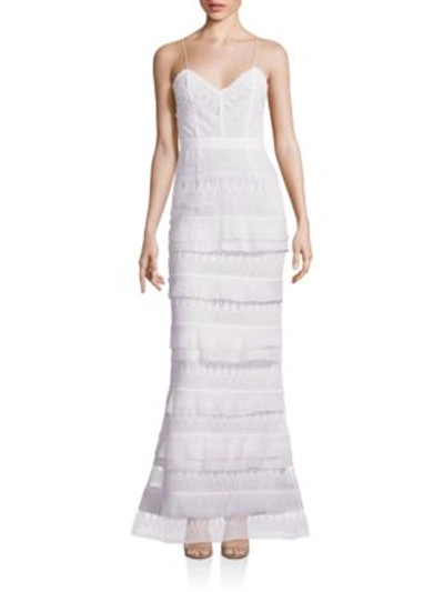 Shop Self-portrait Penelope Tiered Lace Gown In White