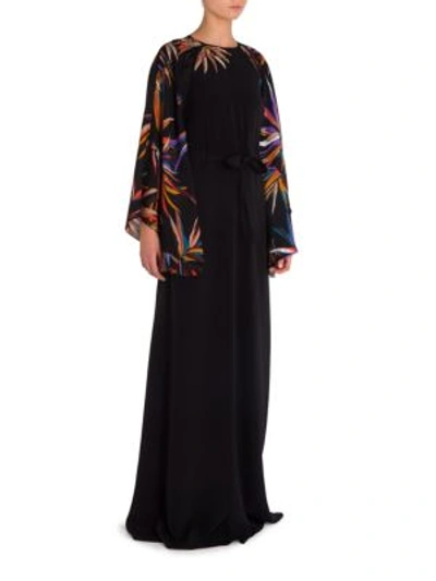 Shop Emilio Pucci Silk Cady Embroidered Gown In Black