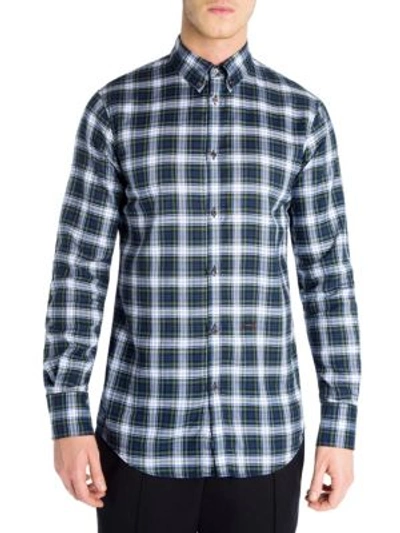 Shop Dsquared2 Regular-fit Checkered Button-down Shirt In Blue