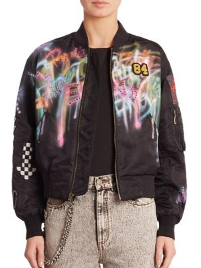 Shop Marc Jacobs Spray Paint Bomber Jacket In Black