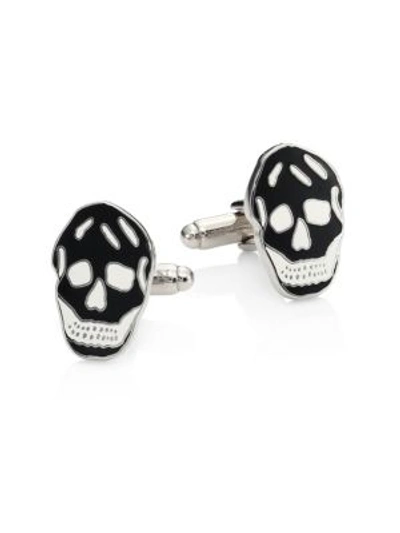 Alexander Mcqueen Skull Brass Cuff Links In Black White