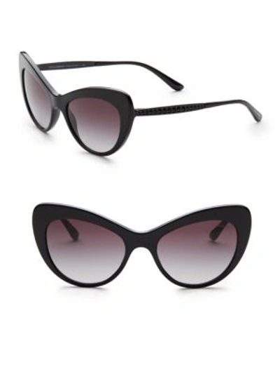 Shop Dolce & Gabbana 52mm Cat Eye Sunglasses In Black
