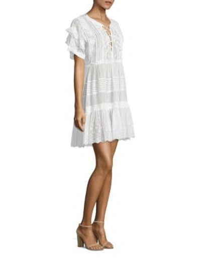 The Kooples Embroidered Ruffle Sleeve Dress In White