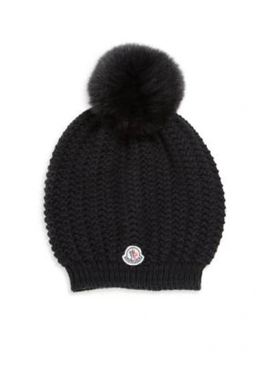 Shop Moncler Berretto Rib-knit Wool Hat In Black