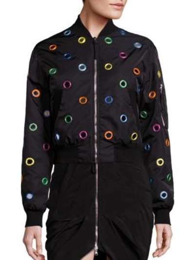 Shop Moschino Detailed Bomber Jacket In Black Multi
