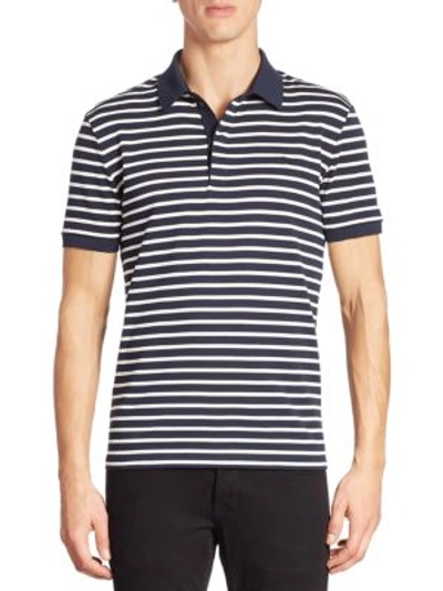 Lacoste Slim-fit Striped Cotton-piqué Polo Shirt In Navy Blue/white ...