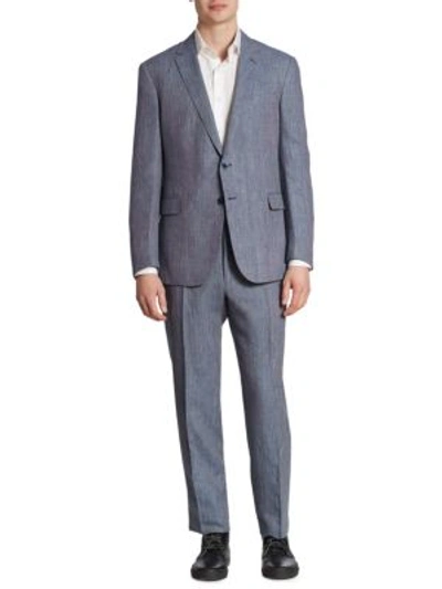 Shop Ralph Lauren Textured Wool Blend Suit In Blue