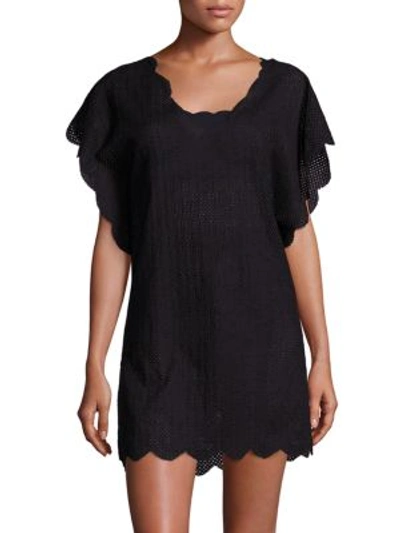 Marysia Shelter Island Crocheted Cotton Tunic In Black