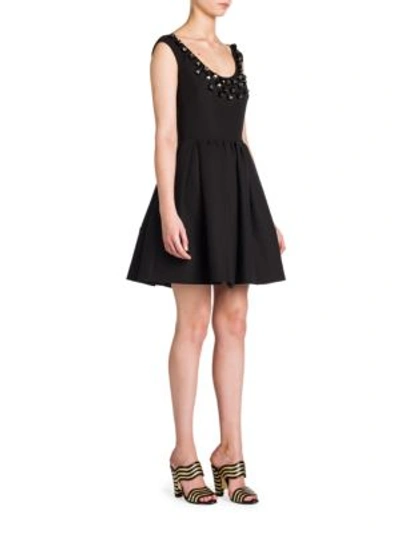 Shop Fendi Studded Scoopneck Dress In Black