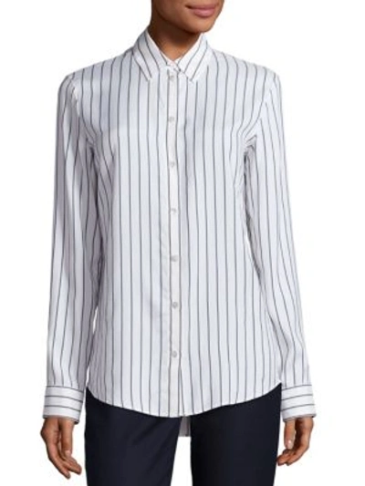 Shop The Row Peter Silk Striped Shirt In Ivory Multi