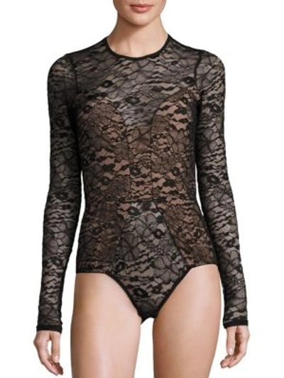 Shop Fleur Du Mal Chat Noir Laced Bodysuit In Black