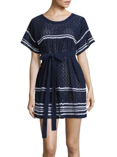 Shop Lisa Marie Fernandez Fiesta Cotton Dress In Navy